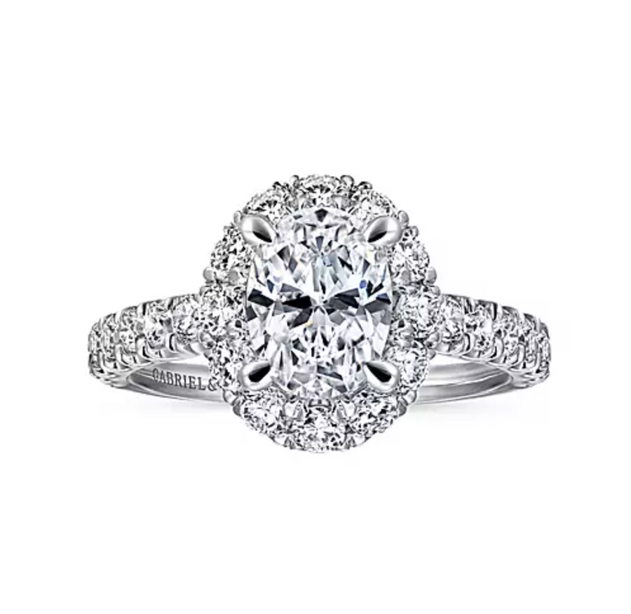 Sutton - 14K White Gold Oval Halo Diamond Engagement Ring