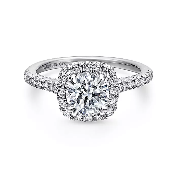 Balsam - 14K White Gold Round Halo Diamond Engagement Ring