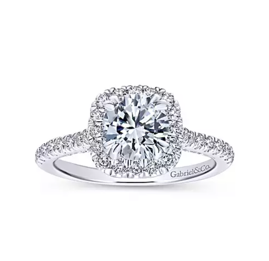 Balsam - 14K White Gold Round Halo Diamond Engagement Ring
