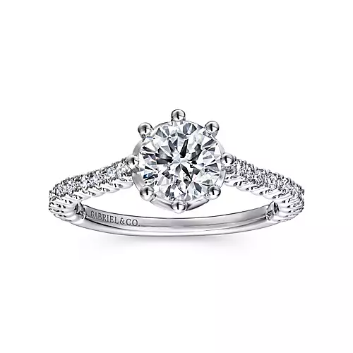 Angelina - 14K White Gold Round Diamond Engagement Ring