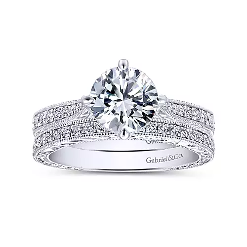 Arabella - 14K White Gold Round Diamond Engagement Ring