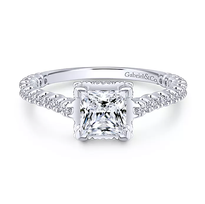 Alberta - 14K White Gold Princess Cut Diamond Engagement Ring