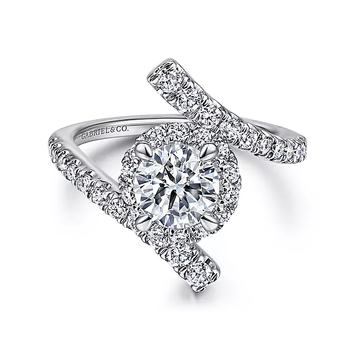 Lyra - 14K White Gold Round Halo Diamond Engagement Ring