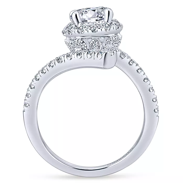 Lyra - 14K White Gold Round Halo Diamond Engagement Ring