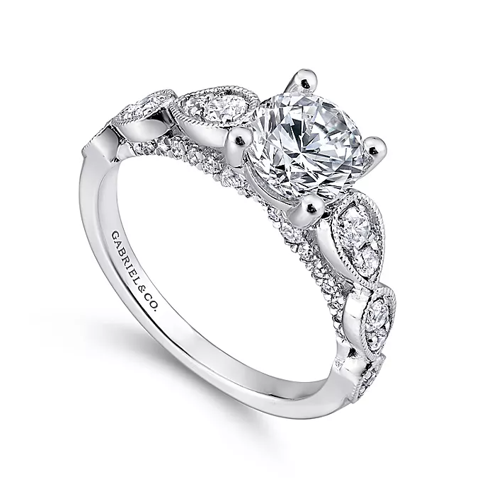 Garland - 14K White Gold Round Diamond Engagement Ring