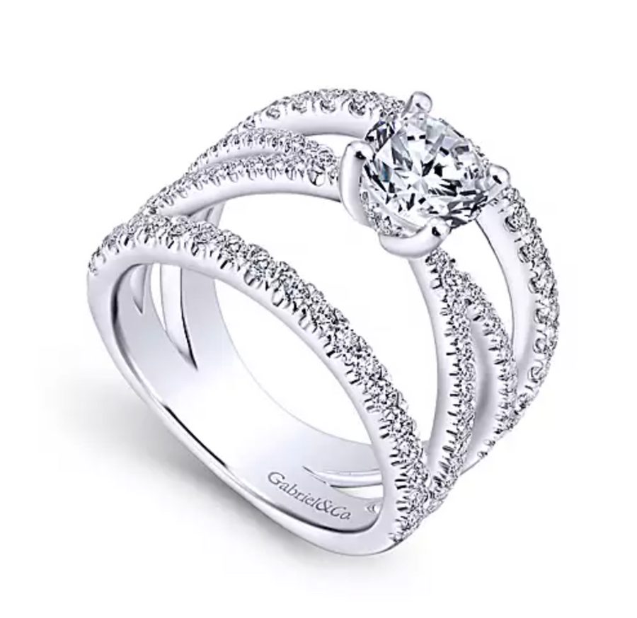 Titania - 14K White Gold Round Diamond Engagement Ring