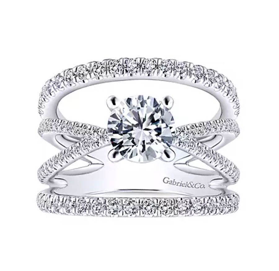 Titania - 14K White Gold Round Diamond Engagement Ring