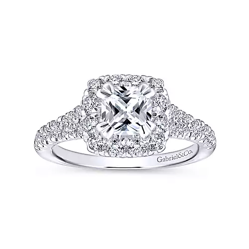 Eliana - 14K White-Rose Gold Cushion Halo Diamond Engagement Ring