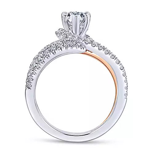 Mystic - 14K White-Rose Gold Pear Shape Halo Diamond Engagement Ring