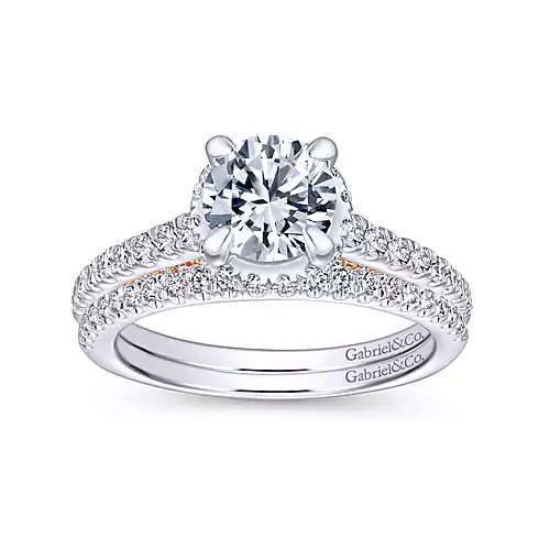 Sophia - 14K White-Rose Gold Hidden Halo Round Diamond Engagement Ring