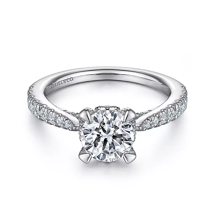 Melina - 14K White Gold Round Diamond Engagement Ring