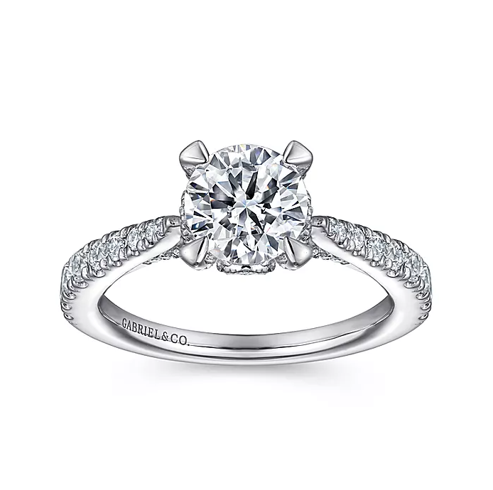 Melina - 14K White Gold Round Diamond Engagement Ring