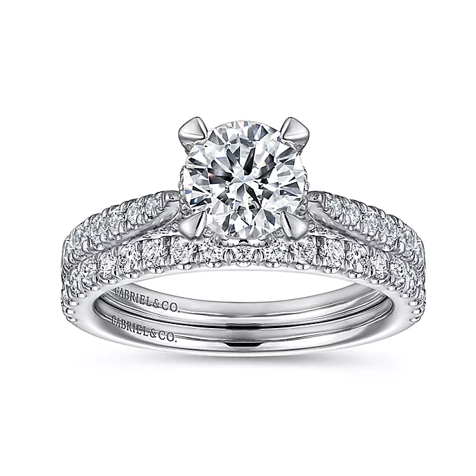 Melina - 14K White Gold Round Diamond Engagement Ring