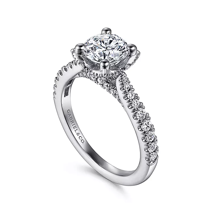 Farrah - 14K White Gold Round Diamond Engagement Ring