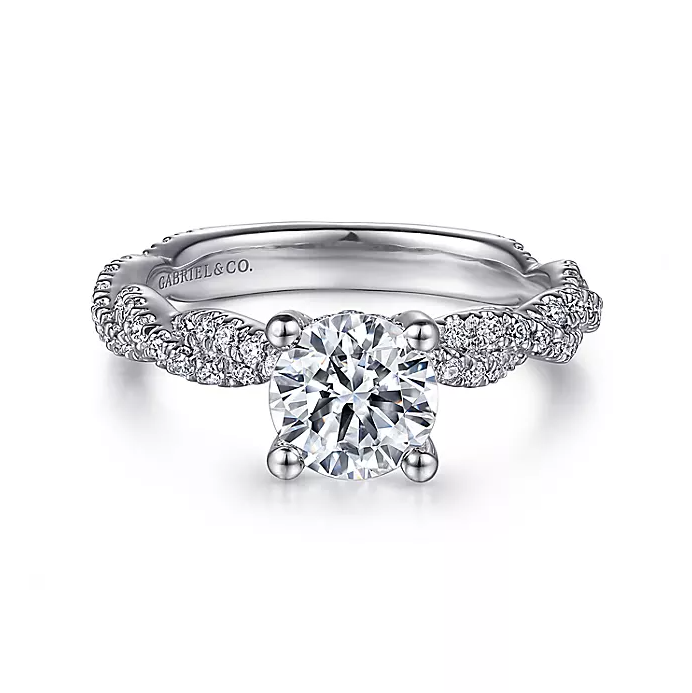 Nia - 14K White Gold Round Diamond Engagement Ring