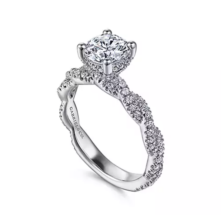Nia - 14K White Gold Round Diamond Engagement Ring