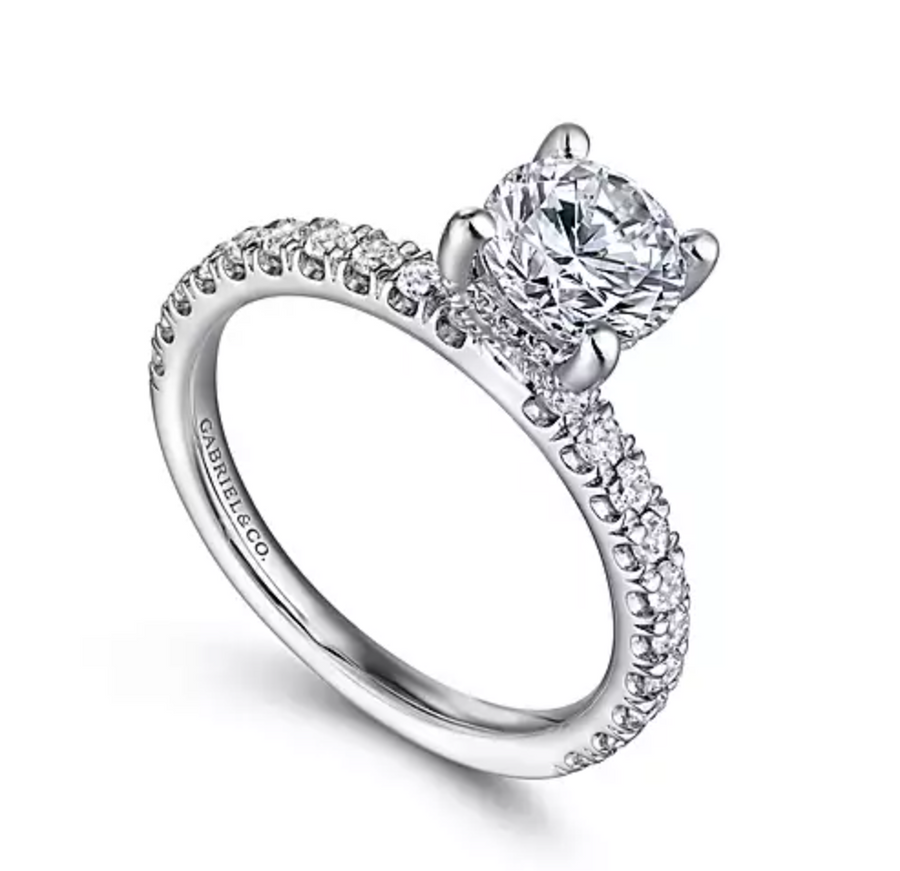 Amira - 14K White Gold Round Diamond Engagement Ring