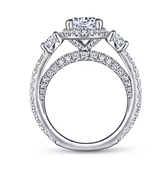 Darla - 18K White Gold Round Three Stone Diamond Engagement Ring