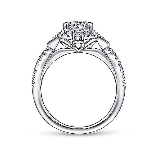 Veronique - Unique 14K White Gold Vintage Inspired Halo Diamond Engagement Ring