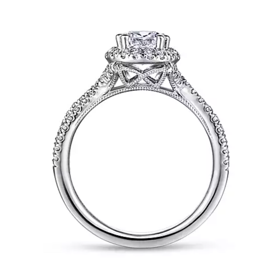 Chatham - 14K White Gold Pear Shape Halo Diamond Engagement Ring