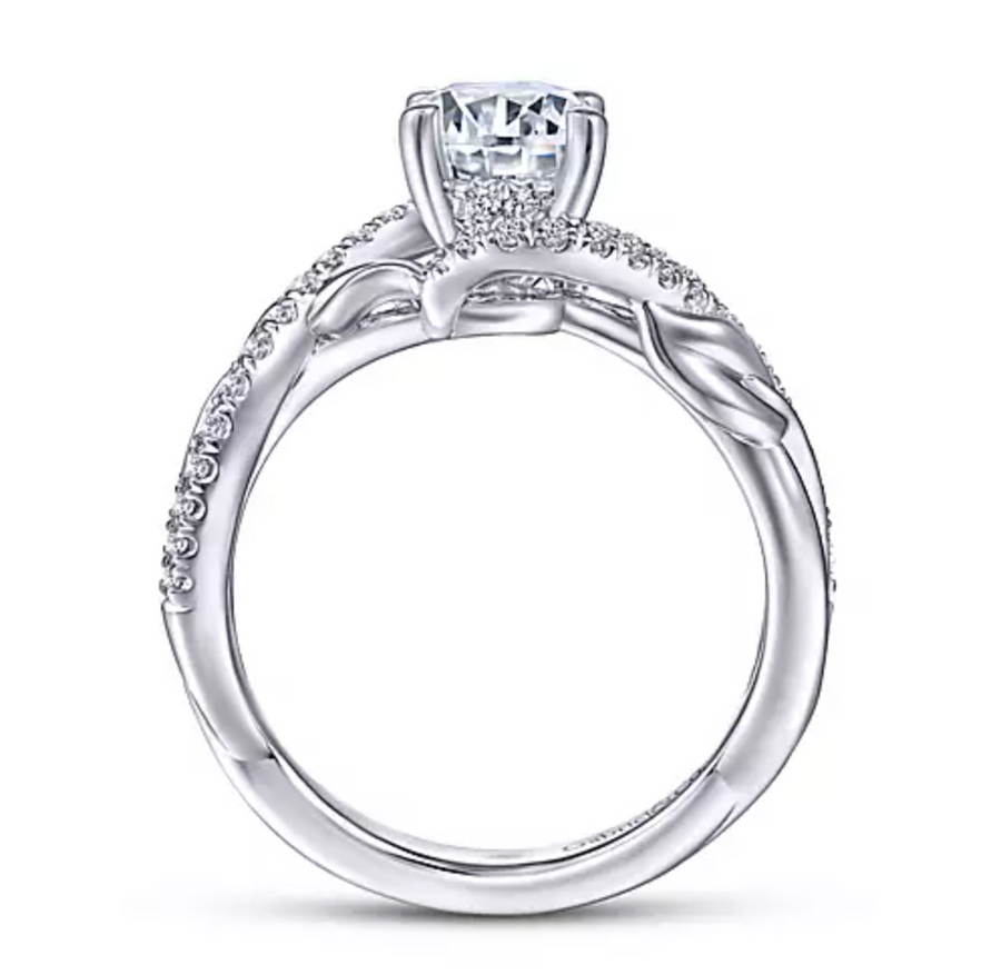 Tennison - 14K White Gold Round Diamond Bypass Engagement Ring
