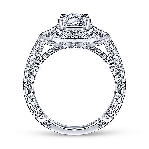 Harbour - 14K White Gold Round Sapphire and Diamond Engagement Ring