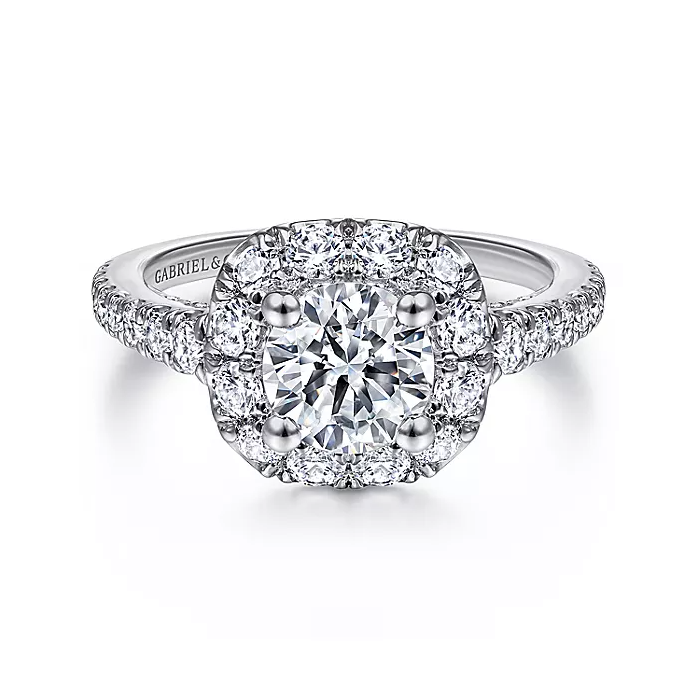 Wendell - 14K White Gold Round Halo Diamond Engagement Ring