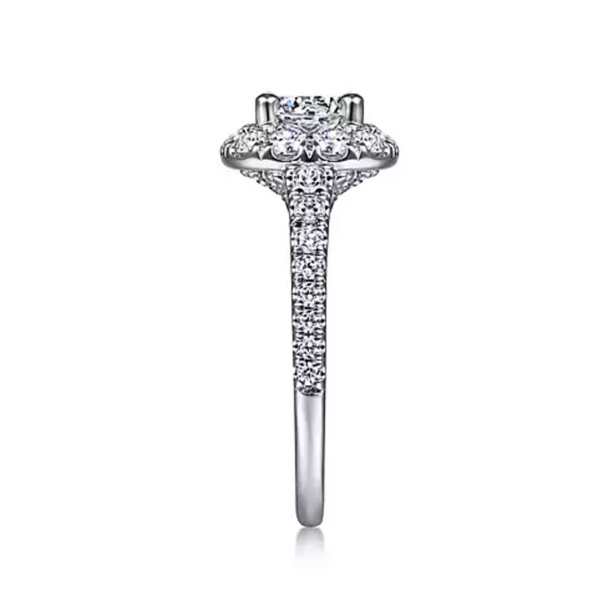 Wendell - 14K White Gold Round Halo Diamond Engagement Ring