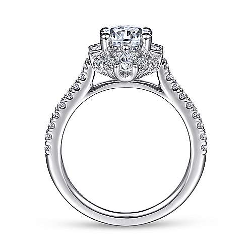 Carrington - Unique 14K White Gold Art Deco Halo Diamond Engagement Ring