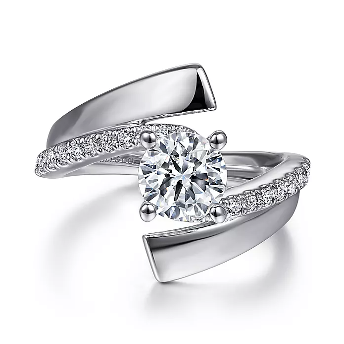 Watson - 14K White Gold Round Bypass Diamond Engagement Ring