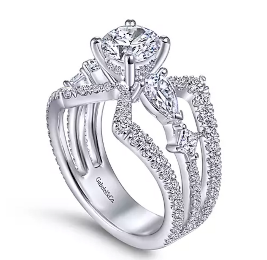 Lina - 14K White Gold Round Diamond Engagement Ring