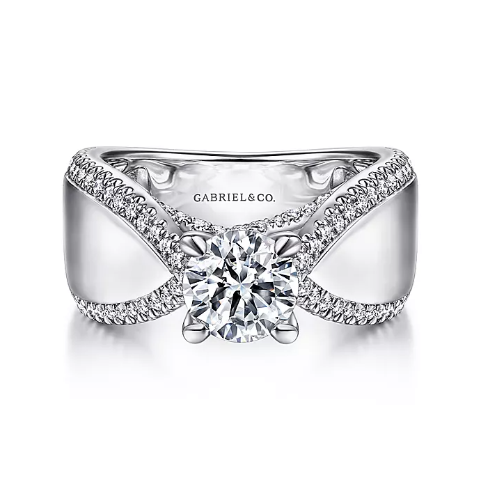 Zoella - 14K White Gold Round Diamond Engagement Ring