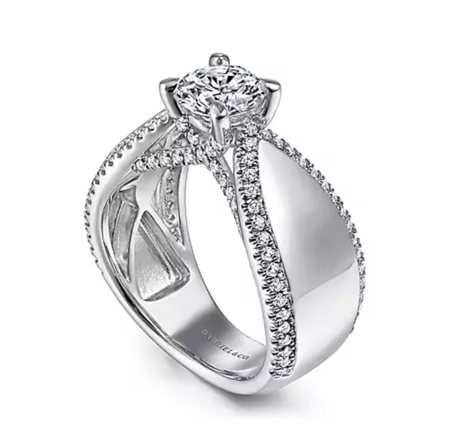 Zoella - 14K White Gold Round Diamond Engagement Ring