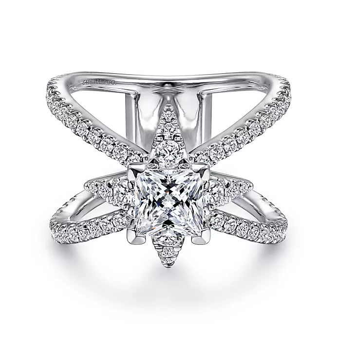 Rienna - 14K White Gold Princess Cut Diamond Engagement Ring