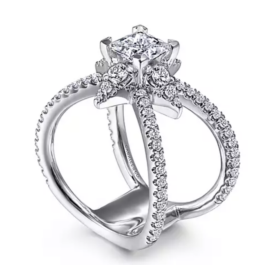 Rienna - 14K White Gold Princess Cut Diamond Engagement Ring