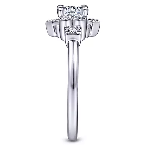 Raleigh - Unique 14K White Gold Halo Diamond Engagement Ring