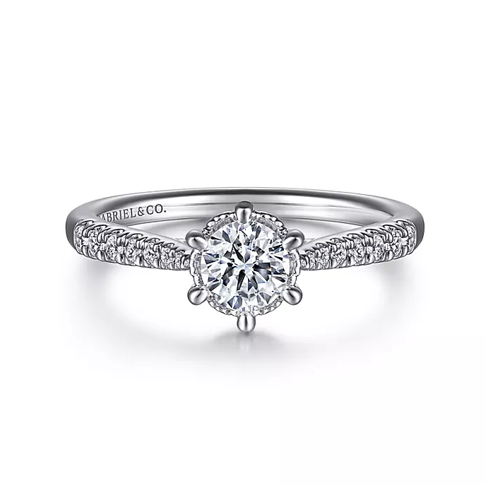 Grove - 14K White Gold Round Diamond Engagement Ring