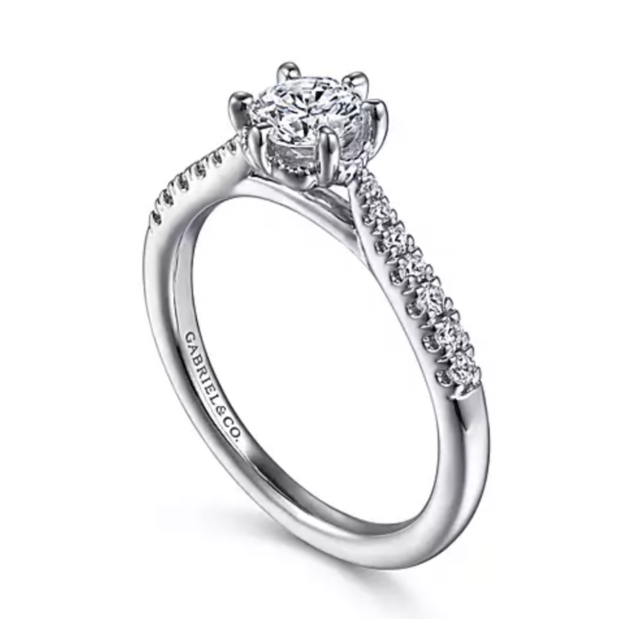 Grove - 14K White Gold Round Diamond Engagement Ring