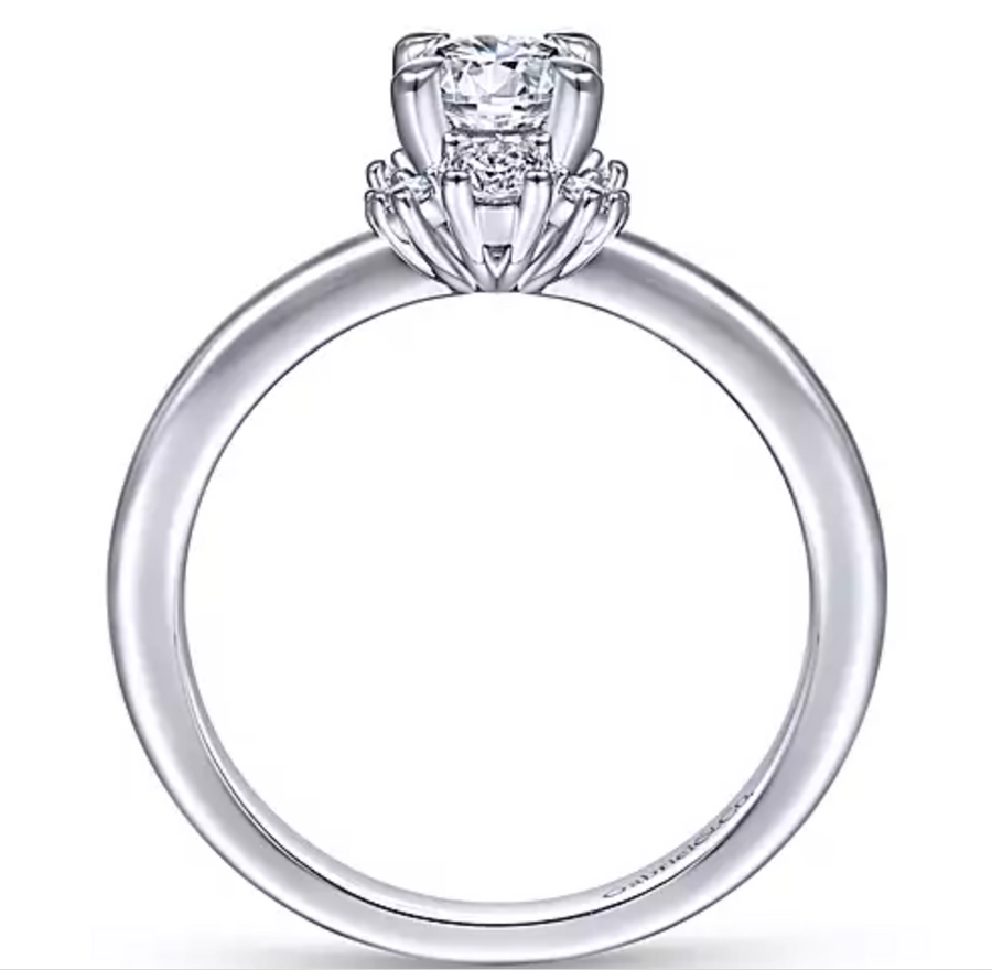 Jamila - Unique 14K White Gold Halo Diamond Engagement Ring
