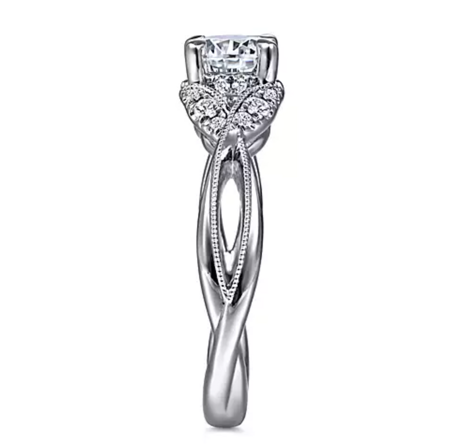 Marguerite - 14K White Gold Round Twisted Diamond Engagement Ring