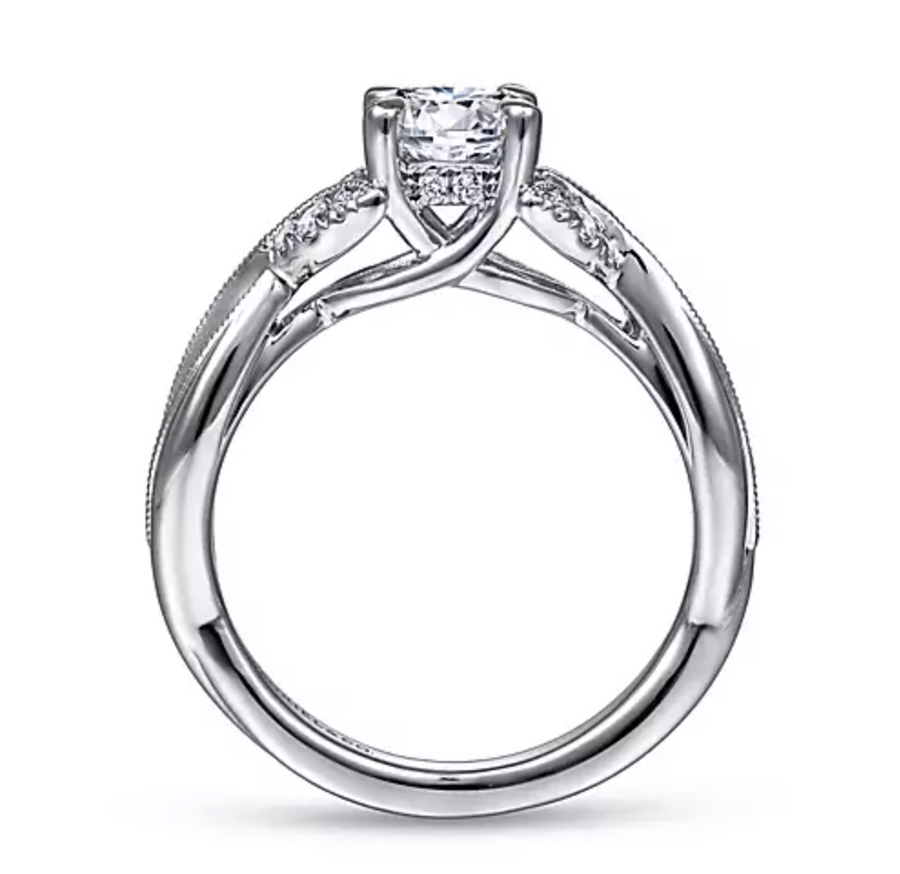 Marguerite - 14K White Gold Round Twisted Diamond Engagement Ring