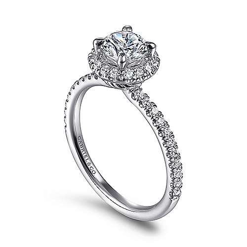 Philippa - 14K White Gold Round Halo Diamond Engagement Ring