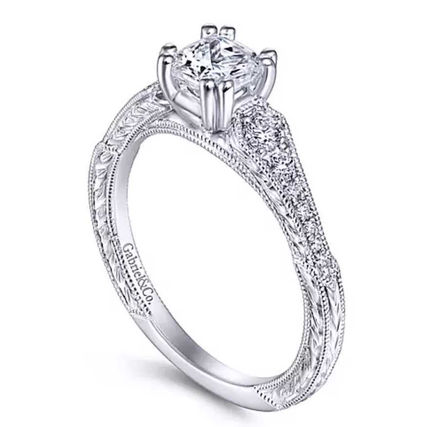 Porter - 14K White Gold Cushion Cut Diamond Engagement Ring