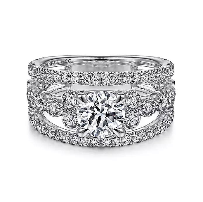 Barden - 14K White Gold Round Diamond Engagement Ring