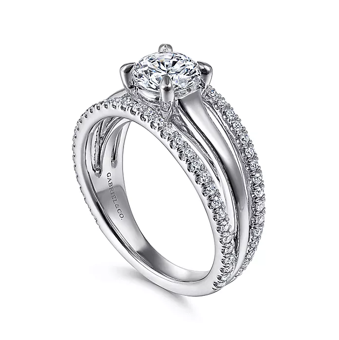 Halima - 14K White Gold Round Diamond Engagement Ring