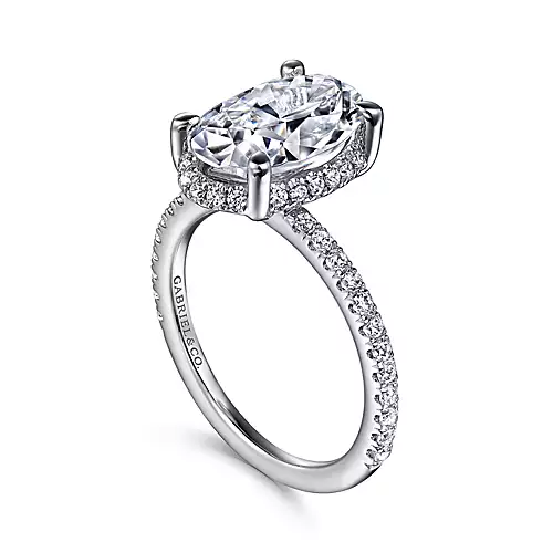 Hart (Large) - 14K White Gold Hidden Halo Oval Diamond Engagement Ring