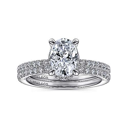 Hart - 14K White Gold Hidden Halo Oval Diamond Engagement Ring