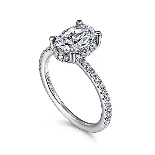 Hart - 14K White Gold Hidden Halo Oval Diamond Engagement Ring