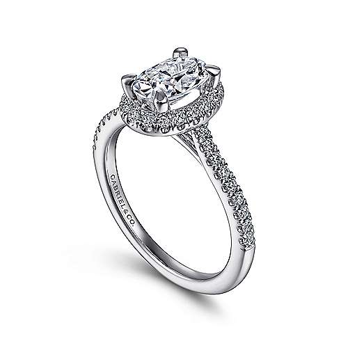 Idina - 14K White Gold Oval Halo Diamond Engagement Ring