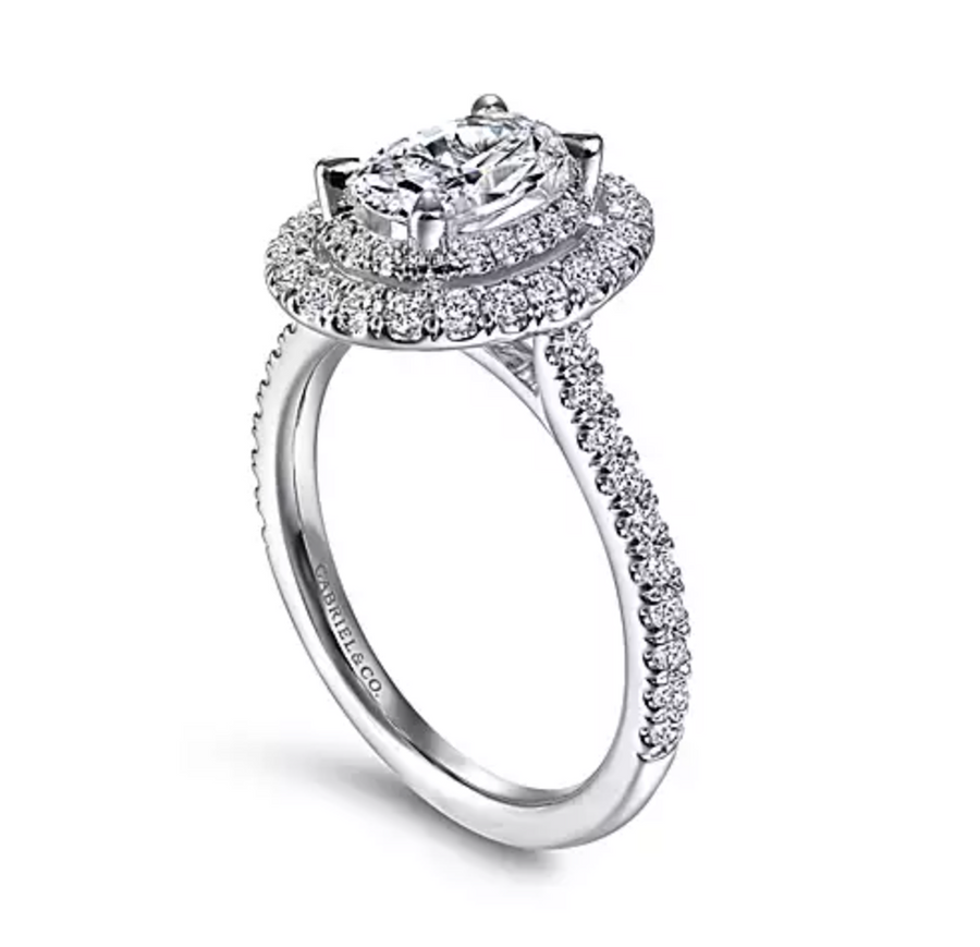 Novalee - 14k White Gold Oval Double Halo Diamond Engagement Ring